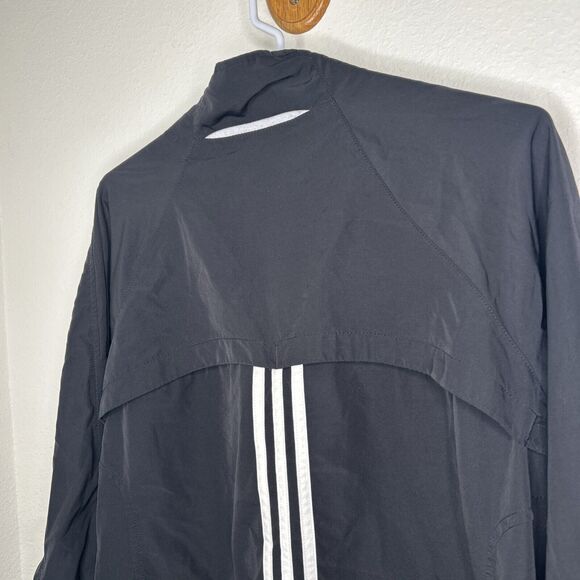 Adidas Black Mesh Lined Zip Up Hoodie Windbreaker Jacket Adult Size L - Picture 5 of 8
